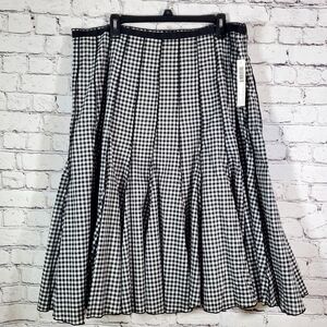 Focus Lifestyle Size 18 Black White Check Gingham Cotton Twirl Pleated Skirt NWT